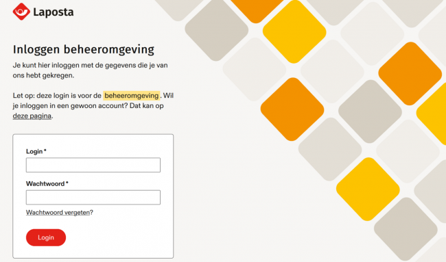 Inloggen bij de beheeromgeving in Laposta